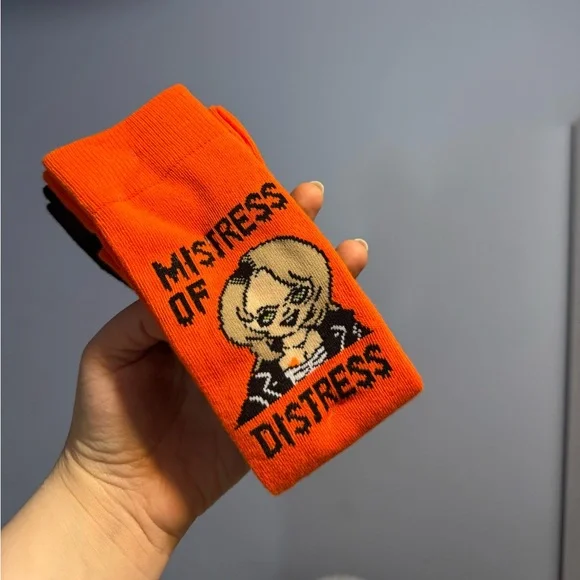 NWT Chucky two pack knee high socks black and orange - Picture 2 of 6